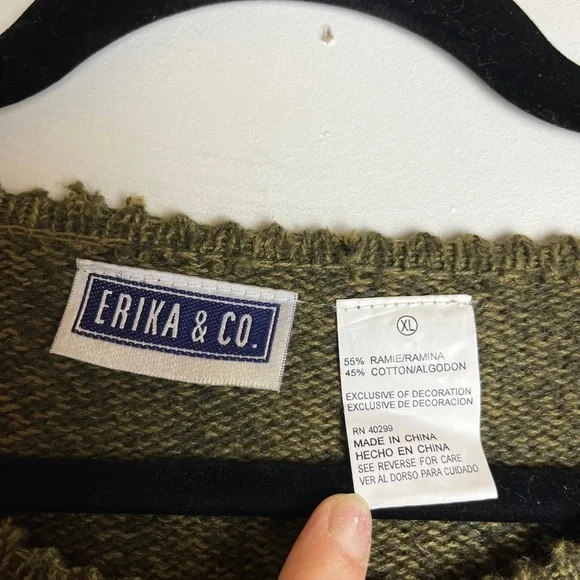 VTG Erika & Co Embroidered Cardigan Sweater XL Fall Leaves Cottage Grannycore - Picture 7 of 10